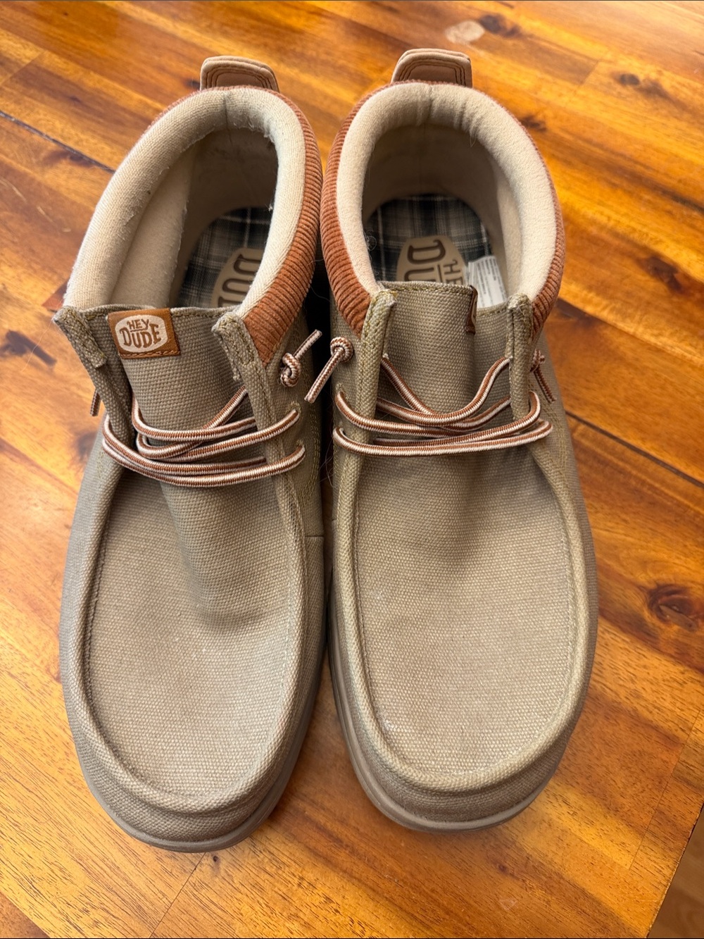 Hey Dude Men's Khaki Canvas Slip-On Loafers